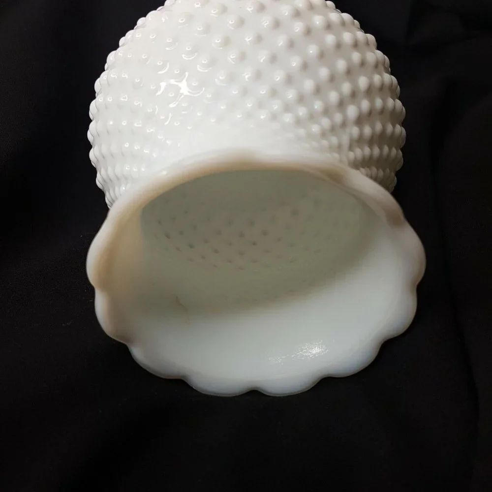 5.25” Milk Glass White Hobnail Oil Electric Lamp Shade 1.25